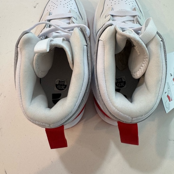 Nike Jordan 1 Mid RM Easton (PS) red and white high top shoes. Youth size 13.5C. - Picture 5 of 10